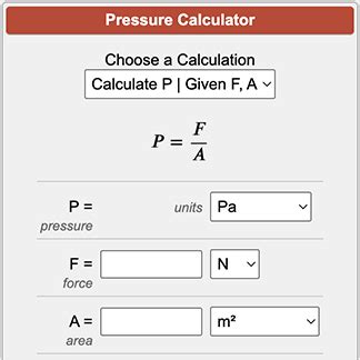 Force Pressure Area Calculator