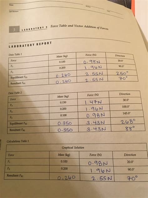 Force Table Lab Report
