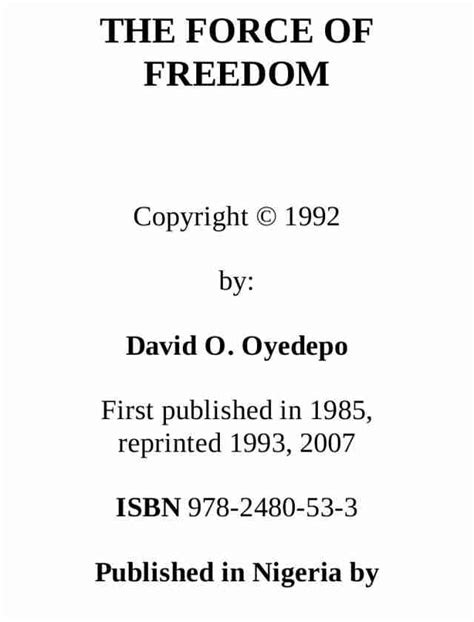 Download Force Of Freedom David Oyedepo Pdfsdocuments2 