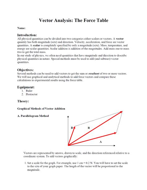 Read Online Force Table And Vector Analysis Srjc 