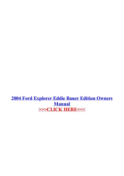 Read Ford Explorer Eddie Bauer Owners Manual 