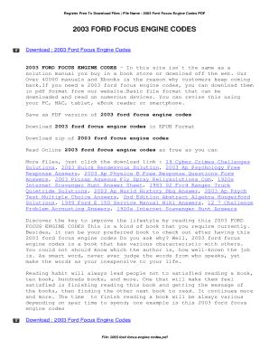 Download Ford Focus Engine Codes File Type Pdf 