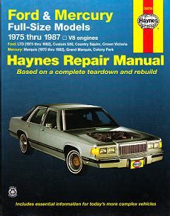 Download Ford Mercury Full Size Sedans 7587 Haynes Manuals 