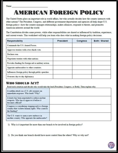 Foreign Policy Worksheet