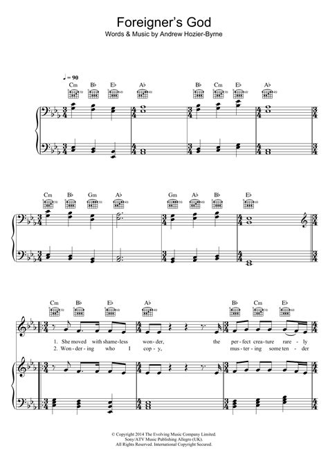 foreigners god by hozier piano notes