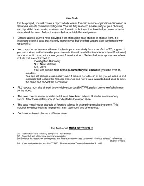 Forensic Science Case Study Assignment