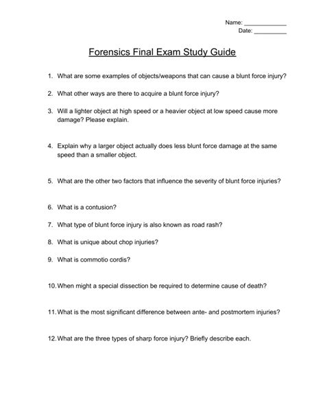 Forensics Final Study Guide
