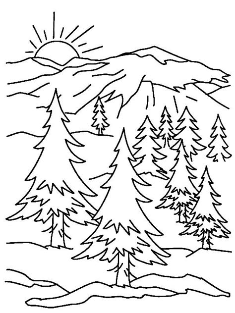 Forest Scene Coloring Pages Mountains And Trees Forest Scene Coloring Pages - Forest Scene Coloring Pages