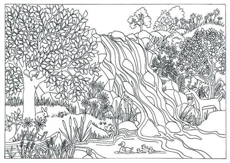 Forest Scene Waterfall Coloring Page Free Printable Coloring Forest Scene Coloring Pages - Forest Scene Coloring Pages