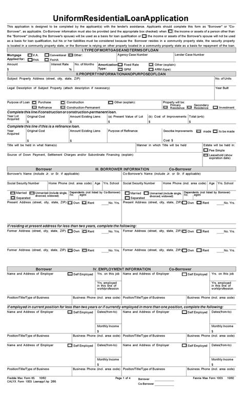 Form 1003 Fillable