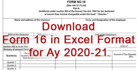 Form 16 Excel Format Ay 2022 23