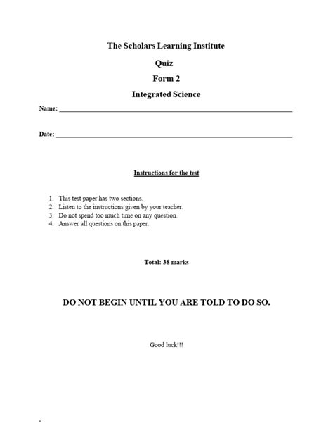 Form 2 Integrated Science Test Paper Ebooks Free