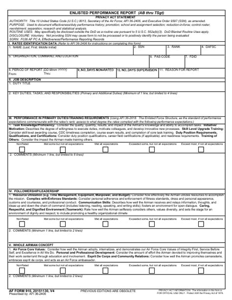Form 910 Air Force