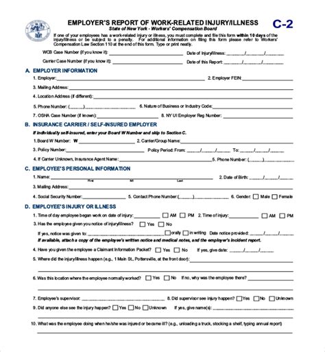 Form C 2 Workers Compensation Board
