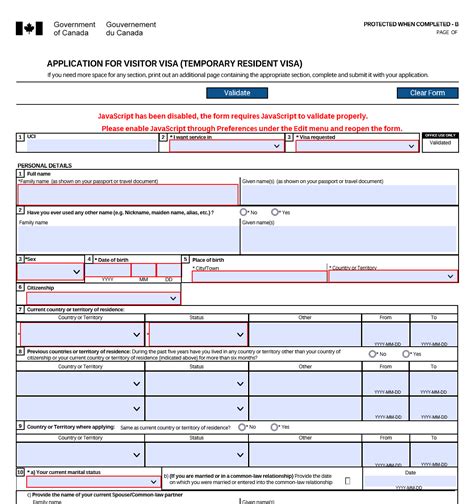Form Imm 5257 Application For A Temporary Resident Visa