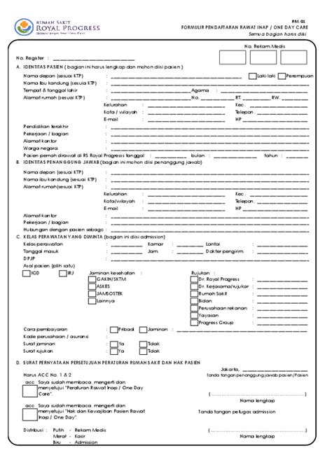 form pendaftaran rumah sakit