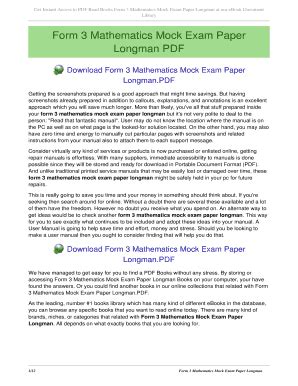 Full Download Form 3 Mathematics Mock Exam Paper Longman 