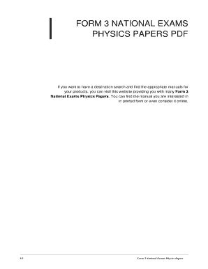 Read Online Form 3 National Exams Physics Papers 
