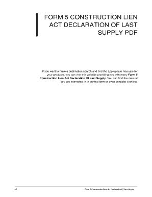 Download Form 5 Construction Lien Act Declaration Of Last Supply 