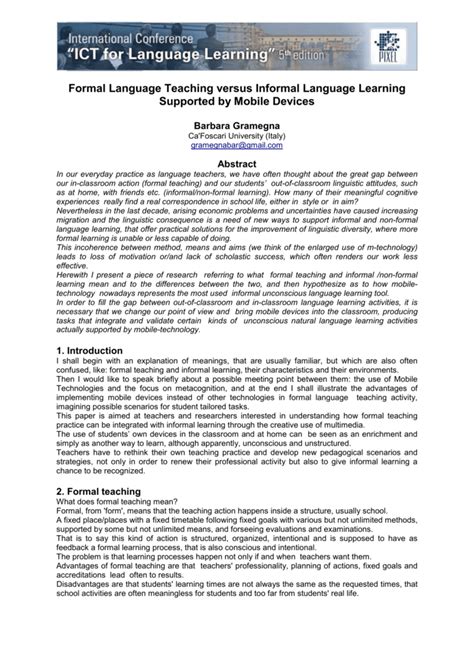 Download Formal Language Teaching Versus Informal Language Learning 