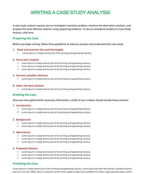 Format For Written Case Analysis Ipfw