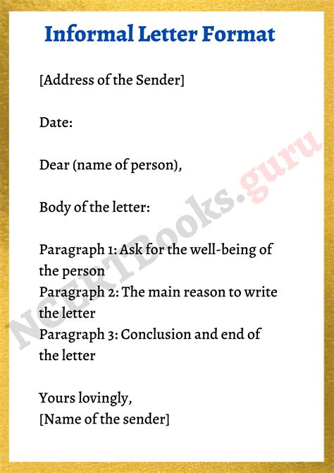 format of formal and informal letter for class 10