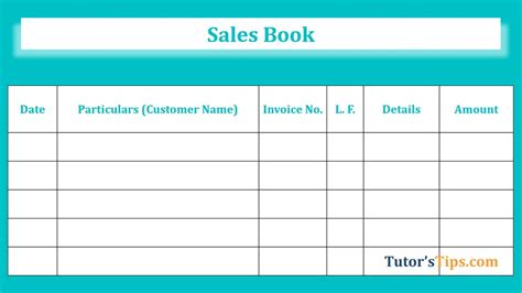 Format Of Sales Book