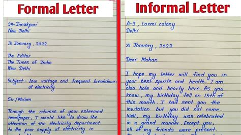 Full Download Format Of Formal And Informal Letter For Class 10 