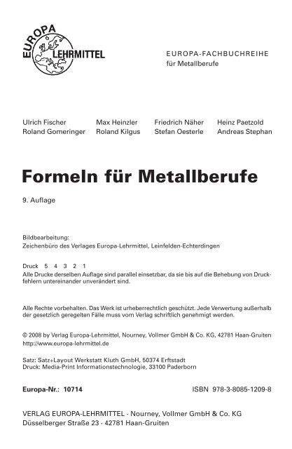formeln fur metallberufe