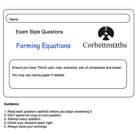Forming Equations Practice Questions Corbettmaths Writing And Solving Equations Worksheet - Writing And Solving Equations Worksheet