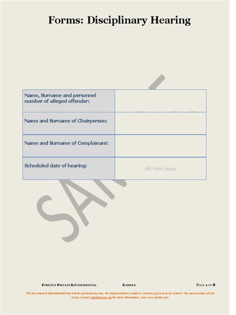 Forms Disciplinary Hearing Namhr