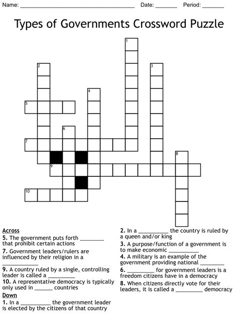 Forms Of Government Free Crossword Puzzle Worksheets Happi Powers Of Government Worksheet - Powers Of Government Worksheet