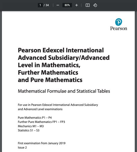 Formula Book Edexcel