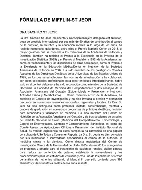 Formula De Mifflin
