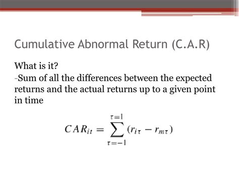 Formula For Cumulative Abnormal Return Finance
