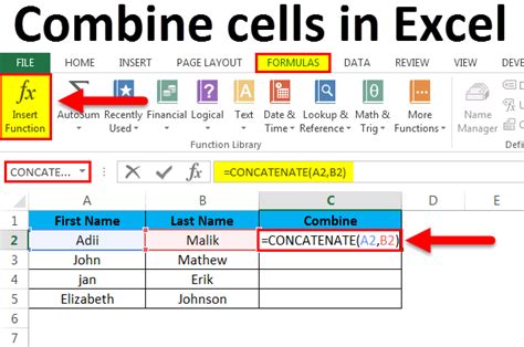 formula merge cells excel