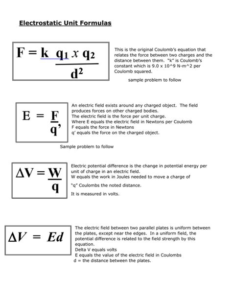 formula of work done in electrostatics