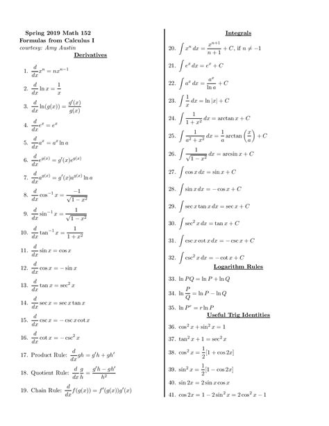 formula sheet 2