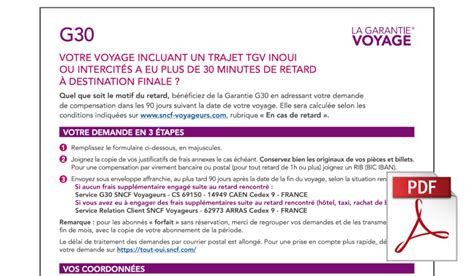 Formulaire G30 Sncf