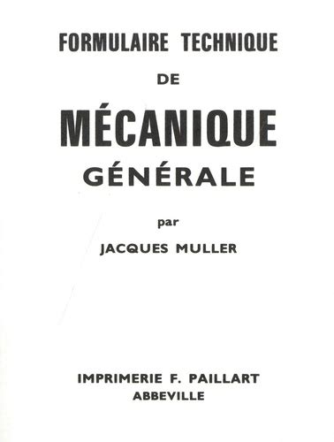 Formulaire Technique De Ma C Canique Ga C Na C Ra
