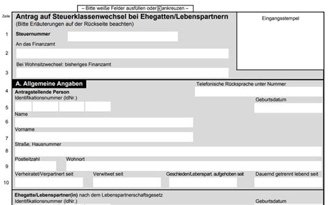 Formular Für Steuerklassenwechsel