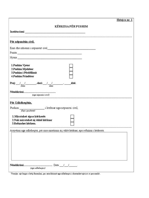 Formular Per Vertetim Per Pushim Vjetor