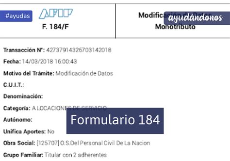 Formulario 184 Afip