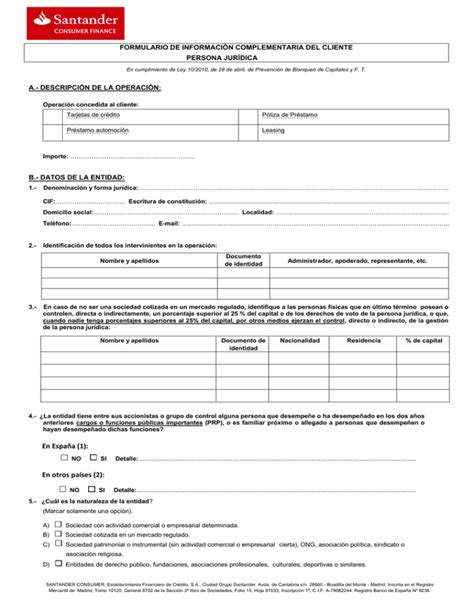 Formulario Ayuda Santander Consumer