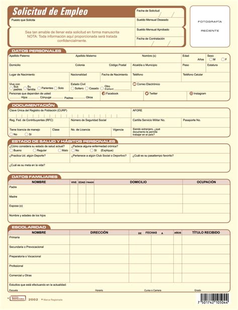 Formulario De Solicitud De Empleo