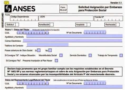 Formulario Embarazo Anses