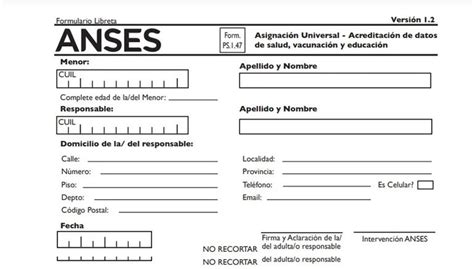 Formulario Libreta Anses 2021
