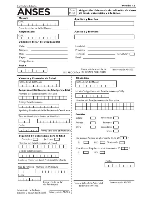 Formulario Libreta Auh