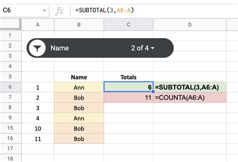 formulas How to count filtered data when using slicer in Google
