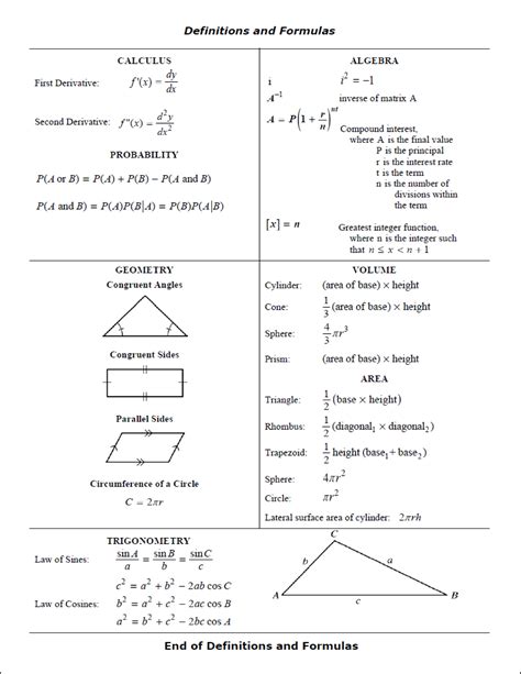 formulas to know for texes exam 136